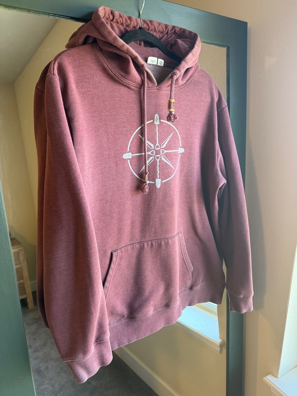 tentree Red Mahogany Dig Deep Compass Graphic Pullover Hoodie